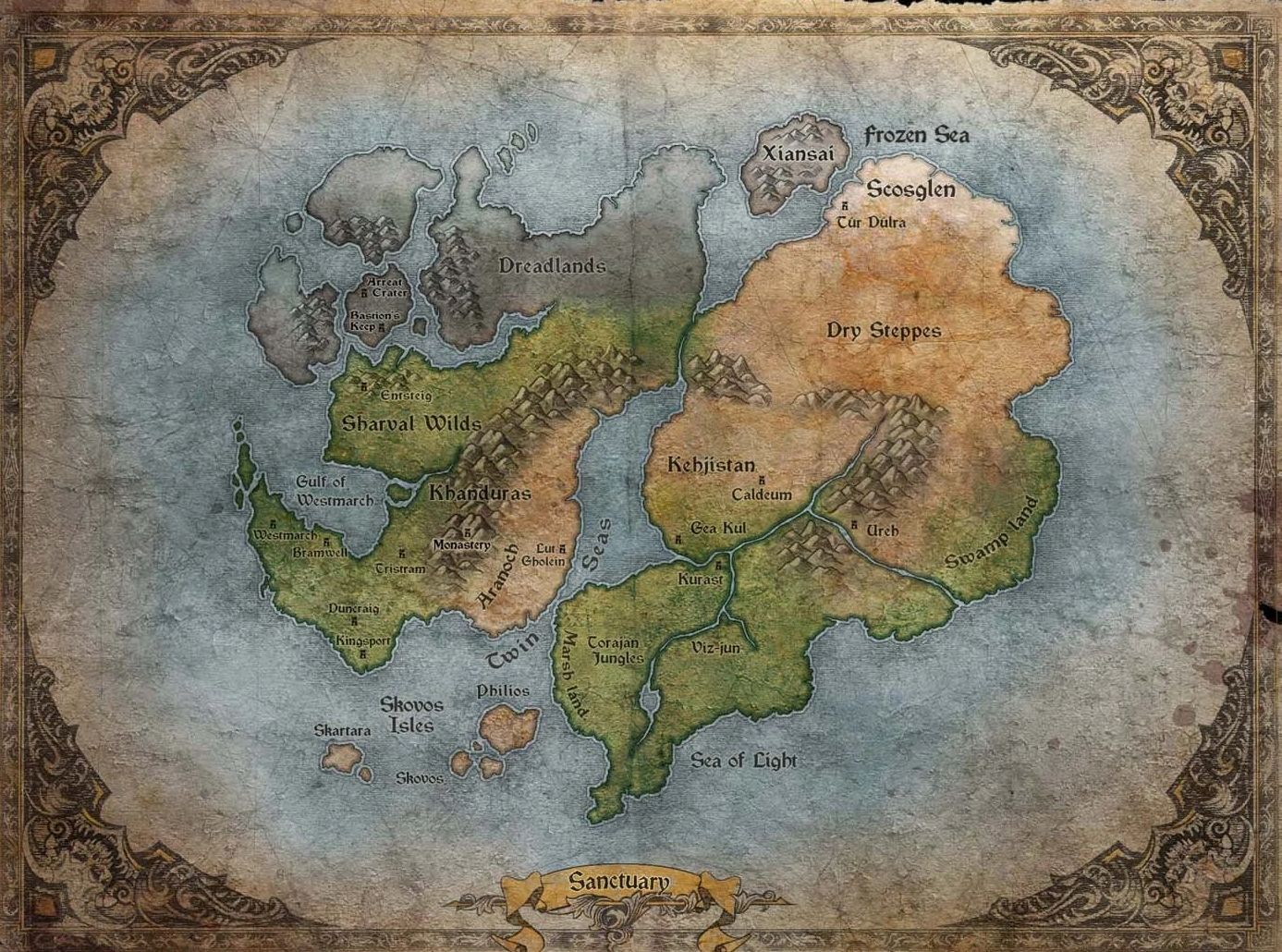 Full Sanctuary Map With Diablo 4 Zones Overlay