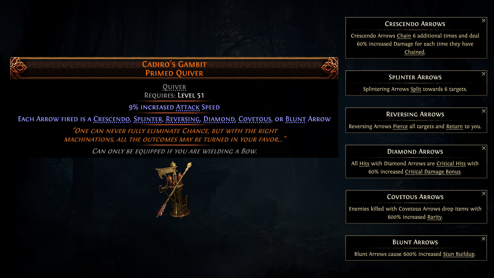 Mythic Unique - Cadiro's Gambit Quiver - Path of Exile 2
