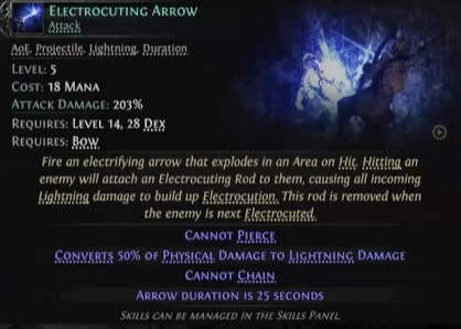 PoE2 Patch 0.3.0 Electrocuting Arrow Skill Example
