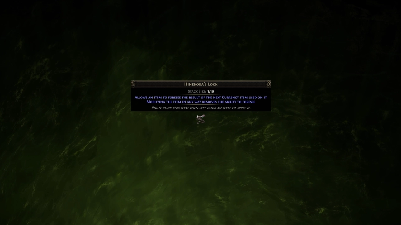 Path of Exile 2 has a new type of currency, Hinekora's Lock, which can be used to preview the result of the next currency item used on it.