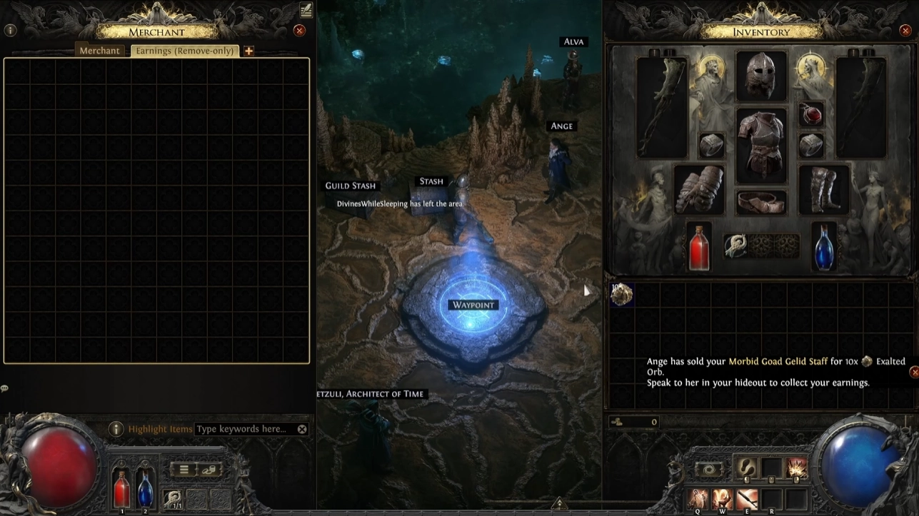 Path of Exile 2 Merchant Tab example. Part of the new, fully in-game trading system of The Third Edict, Patch 0.3.0
